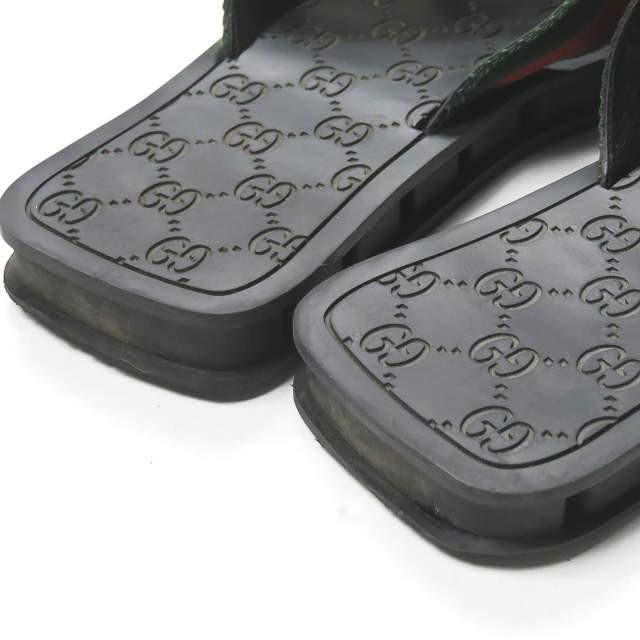 グッチ GUCCI クロスリボンサンダル 116 1080 40(25cm) ブラック ラバー ウェブディテール シューズ |  | 08