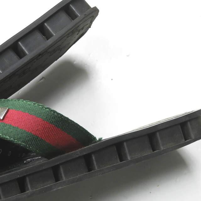 グッチ GUCCI クロスリボンサンダル 116 1080 40(25cm) ブラック ラバー ウェブディテール シューズ |  | 09