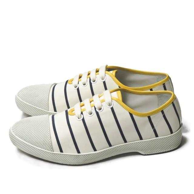 プラダ PRADA キャンバスラバーボーダースニーカー  2EG 149 5 1/2(26cm) ナチュラル レースアップ ローカット スニーカー シューズ |  | 01