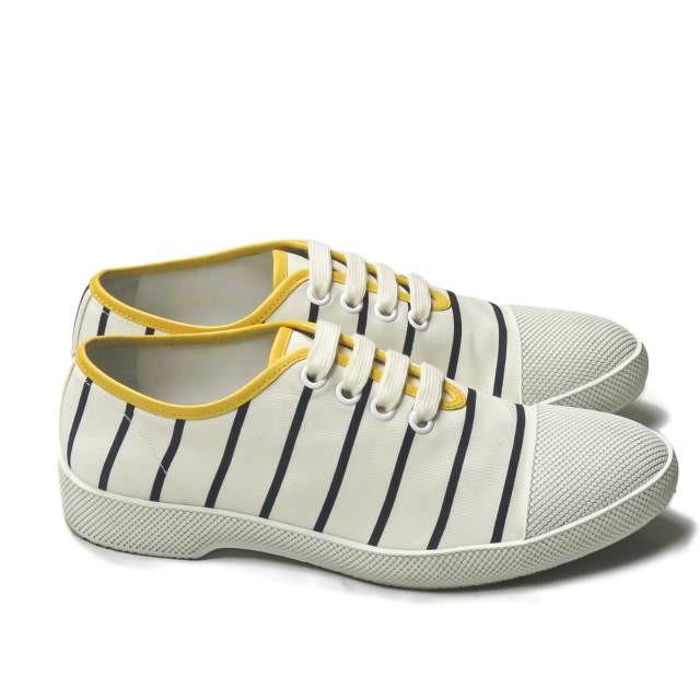 プラダ PRADA キャンバスラバーボーダースニーカー  2EG 149 5 1/2(26cm) ナチュラル レースアップ ローカット スニーカー シューズ |  | 03