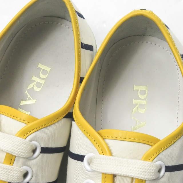プラダ PRADA キャンバスラバーボーダースニーカー  2EG 149 5 1/2(26cm) ナチュラル レースアップ ローカット スニーカー シューズ |  | 04
