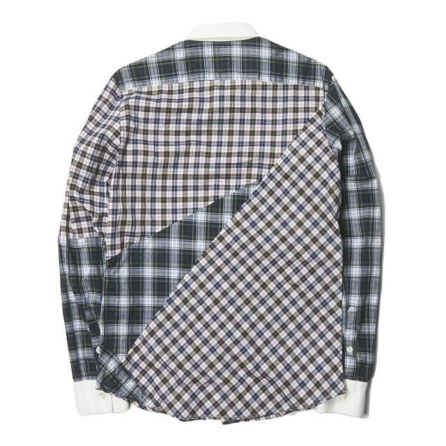 ラフバイラフシモンズ RAF BY RAF SIMONS クレイジーパターンチェッククレリックシャツ PO19 8090 S ネイビー/ダークグリーン等 長袖 切替 トップス |  | 01