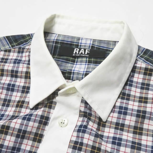 ラフバイラフシモンズ RAF BY RAF SIMONS クレイジーパターンチェッククレリックシャツ PO19 8090 S ネイビー/ダークグリーン等 長袖 切替 トップス |  | 03