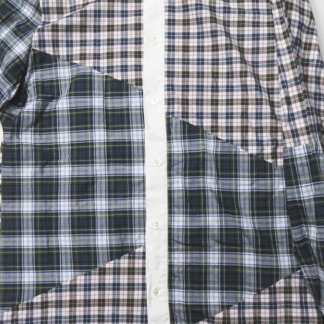 ラフバイラフシモンズ RAF BY RAF SIMONS クレイジーパターンチェッククレリックシャツ PO19 8090 S ネイビー/ダークグリーン等 長袖 切替 トップス |  | 05