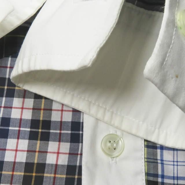 ラフバイラフシモンズ RAF BY RAF SIMONS クレイジーパターンチェッククレリックシャツ PO19 8090 S ネイビー/ダークグリーン等 長袖 切替 トップス |  | 07