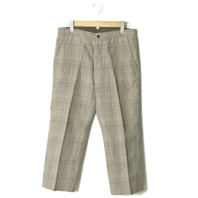 FRANK LEDER フランクリーダー Linen Plaid Wide Trousers リネンチェックワイドトラウザーズ 0313006 M ブラウン パンツ ☆☆mm8649 | 