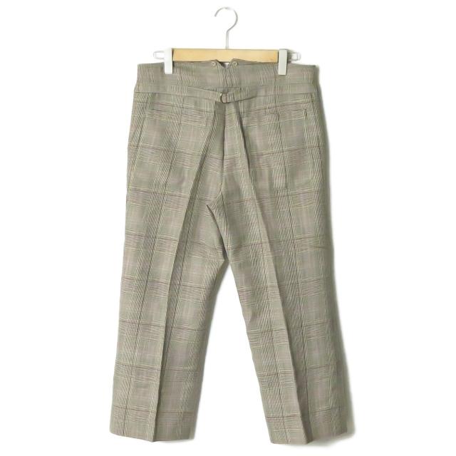 FRANK LEDER フランクリーダー Linen Plaid Wide Trousers リネンチェックワイドトラウザーズ 0313006 M ブラウン パンツ ☆☆mm8649 |  | 01