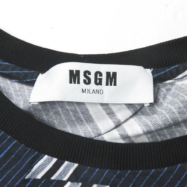 エムエスジーエム MSGM イタリア製 ストライプクルーネックカットソー 2040MM88 46 ネイビー 変則 切替 Tシャツ 総柄 トップス |  | 02