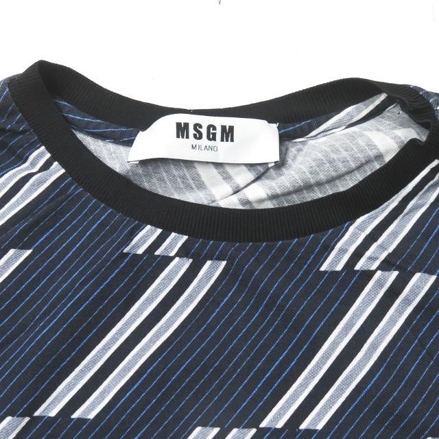 エムエスジーエム MSGM イタリア製 ストライプクルーネックカットソー 2040MM88 46 ネイビー 変則 切替 Tシャツ 総柄 トップス |  | 03