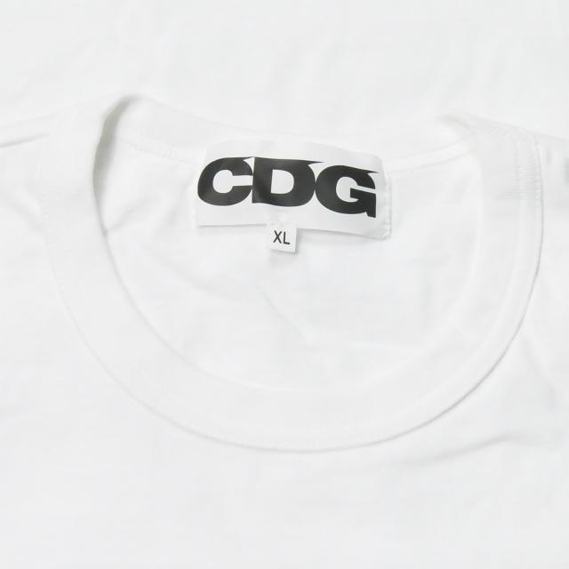 COMME des GARCONS コムデギャルソン CDG 日本製 CDGロゴ 袖プリントロングスリーブTシャツ SZ-T007 XL ホワイト  カットソー AD2018 GOOD DESIGN SHOP