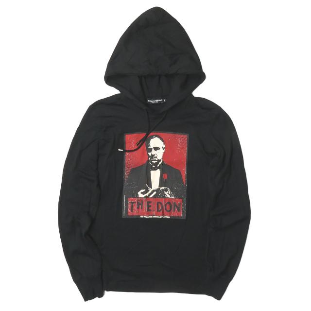 ドルチェアンドガッバーナ DOLCE&GABBANA イタリア製 The Godfather フード付きロングスリーブTシャツ G8G76T 44 ブラック ゴッドファーザー パーカー | 
