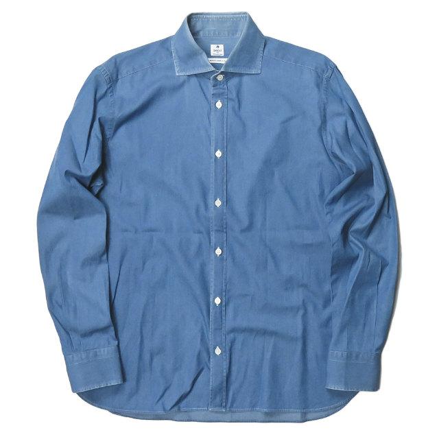 ダノリス ケーススタディ 高島屋 DANOLIS x CS case study 別注 イタリア製 ホリゾンタルカラーシャンブレーシャツ 16-41 ブルー ワイドスプレッドカラー | 