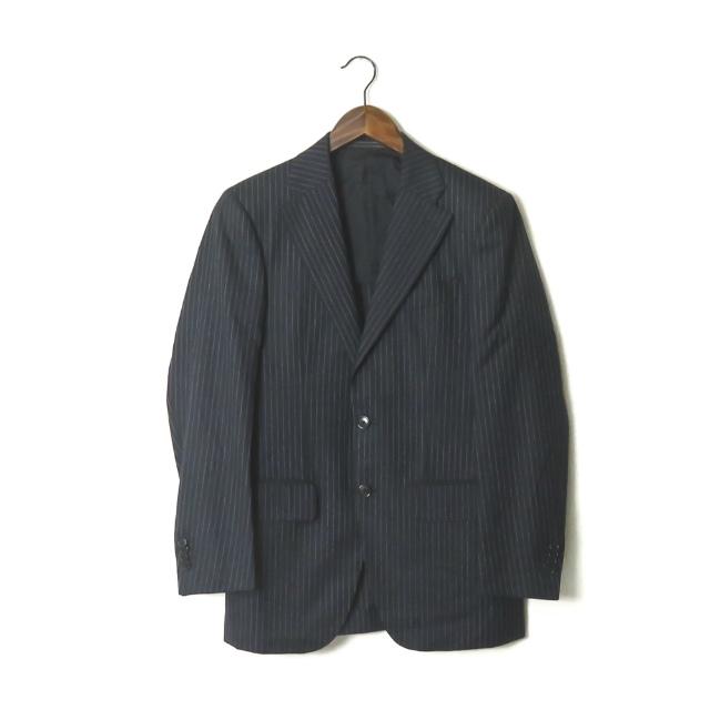 イージーバイゼニア EZ BY ZEGNA ウール3Bテーラードジャケット&スラックス 44R ネイビー スーツ セットアップ ストライプ |  | 01
