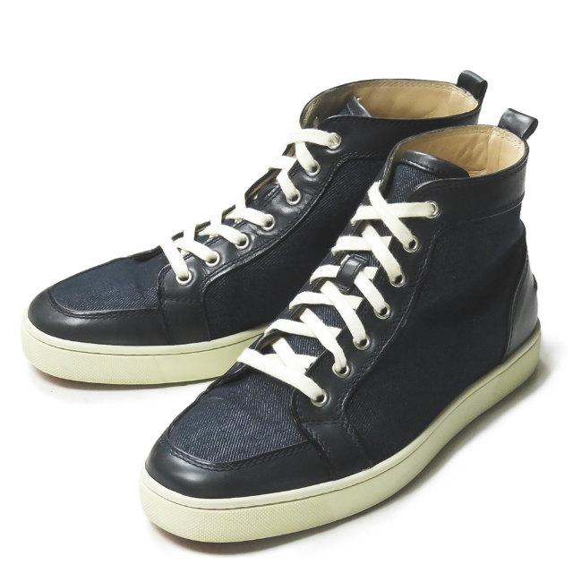 Christian Louboutin クリスチャンルブタン Rantus Orlato デニムハイカットスニーカー 41(26cm) インディゴ  カーフレザー ☆☆mm8863 : mm8863 : LOOPヤフーショッピング店 - 通販 - Yahoo!ショッピング