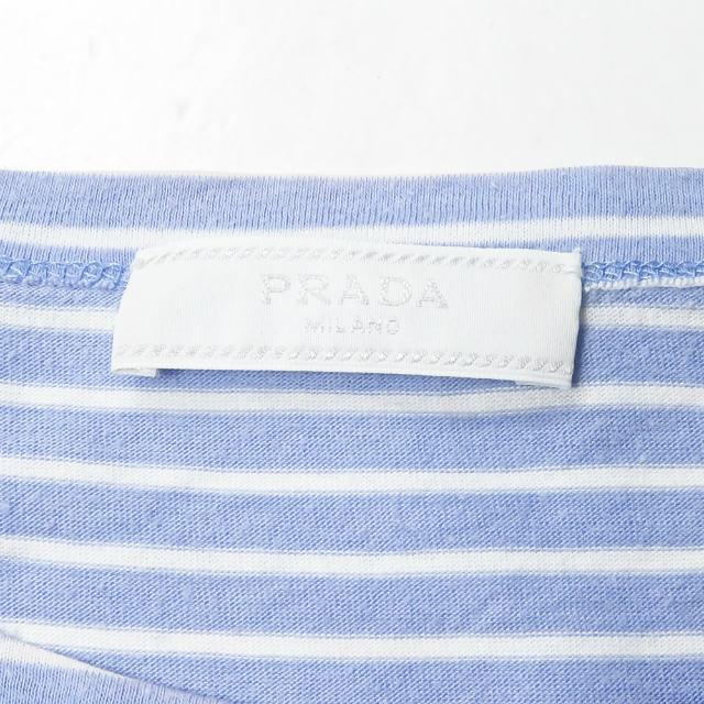 プラダ PRADA ボーダークルーネックTシャツ M ブルー/ホワイト 半袖 トップス |  | 02