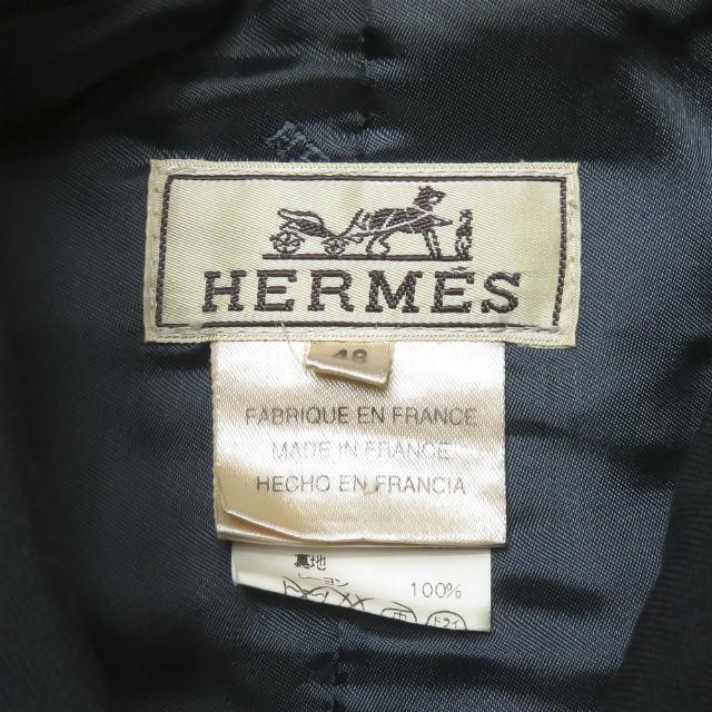 エルメス HERMES フランス製 ウールギャバジン ステンカラーコート 48 ブラック バルマカーン 中綿 ロング アウター |  | 02