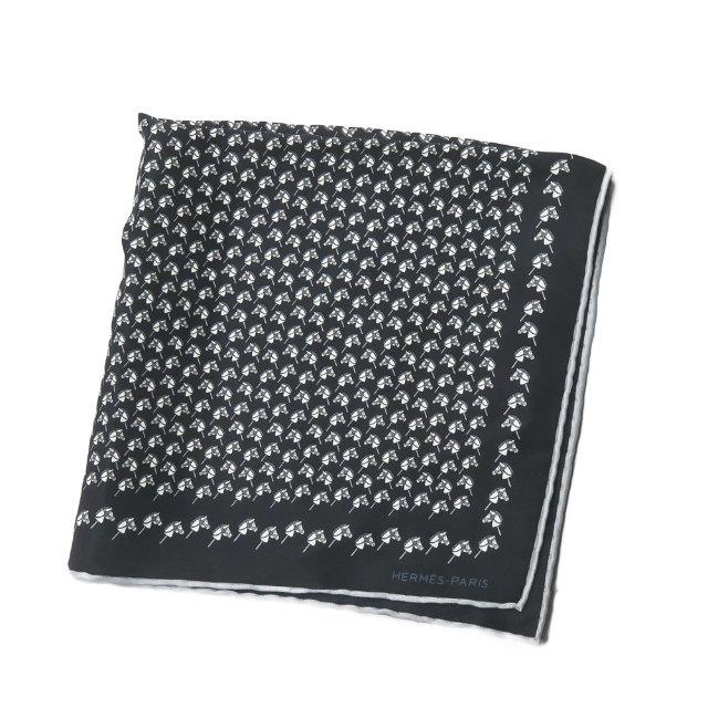 エルメス HERMES フランス製 カレ ブラック スカーフ チーフ 馬柄 総柄 シルク | 