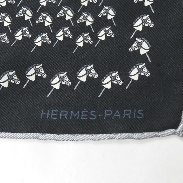 エルメス HERMES フランス製 カレ ブラック スカーフ チーフ 馬柄 総柄 シルク |  | 02