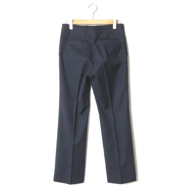 ヴェロニクブランキーノ VERONIQUE BRANQUINHO ベルギー製 ウールギャバストライプ フレアワイドパンツ 46 ネイビー ボトムス |  | 01