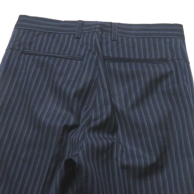 ヴェロニクブランキーノ VERONIQUE BRANQUINHO ベルギー製 ウールギャバストライプ フレアワイドパンツ 46 ネイビー ボトムス |  | 05