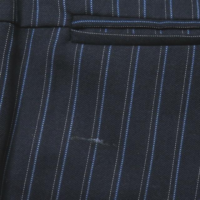 ヴェロニクブランキーノ VERONIQUE BRANQUINHO ベルギー製 ウールギャバストライプ フレアワイドパンツ 46 ネイビー ボトムス |  | 06