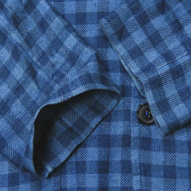 ウミットベナン UMIT BENAN イタリア製 コットンチェック2Bシャツジャケット 48 ネイビー テーラード アウター |  | 05