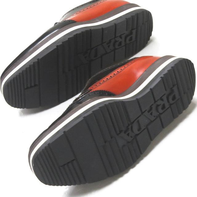 プラダ PRADA バイカラーウイングチップレザーシューズ 2EG015 6(26.5cm) ブラック/オレンジ ツートーン ラバーソール シューズ |  | 12