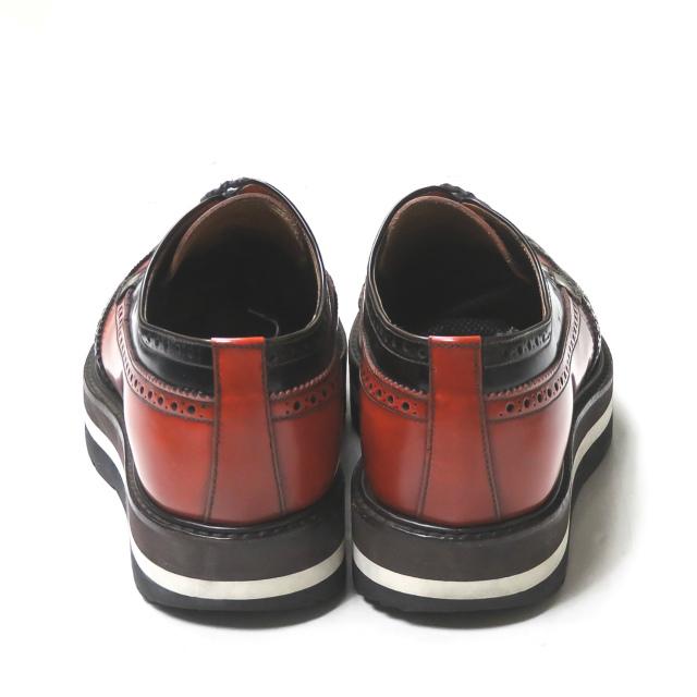 プラダ PRADA バイカラーウイングチップレザーシューズ 2EG015 6(26.5cm) ブラック/オレンジ ツートーン ラバーソール シューズ |  | 03