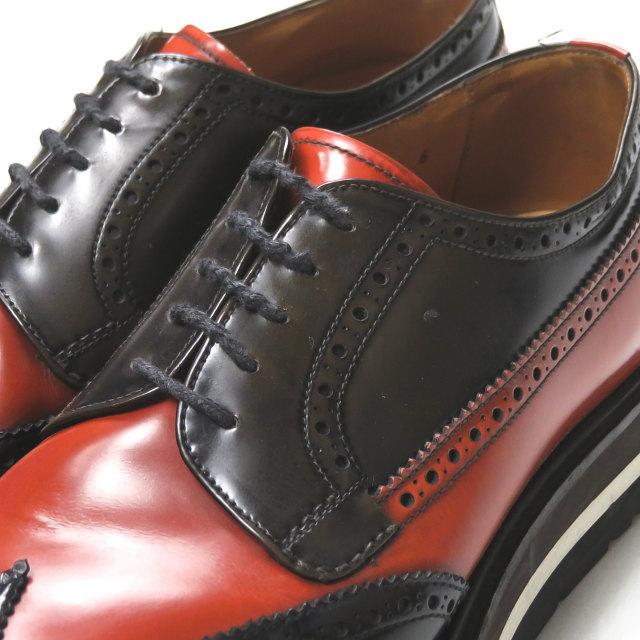 プラダ PRADA バイカラーウイングチップレザーシューズ 2EG015 6(26.5cm) ブラック/オレンジ ツートーン ラバーソール シューズ |  | 05
