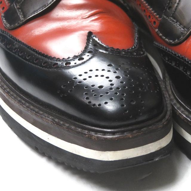 プラダ PRADA バイカラーウイングチップレザーシューズ 2EG015 6(26.5cm) ブラック/オレンジ ツートーン ラバーソール シューズ |  | 07