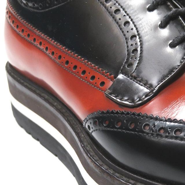 プラダ PRADA バイカラーウイングチップレザーシューズ 2EG015 6(26.5cm) ブラック/オレンジ ツートーン ラバーソール シューズ |  | 09
