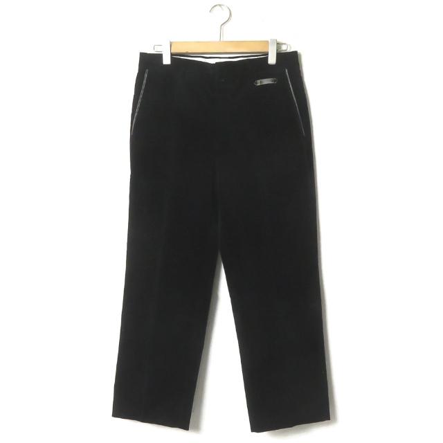 エルメス HERMES イタリア製 レザーパイピング コーデュロイパンツ 09523.002 42 ブラック セリエボタン トラウザーズ ボトムス | 