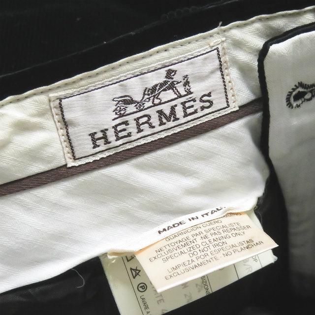 エルメス HERMES イタリア製 レザーパイピング コーデュロイパンツ 09523.002 42 ブラック セリエボタン トラウザーズ ボトムス |  | 02