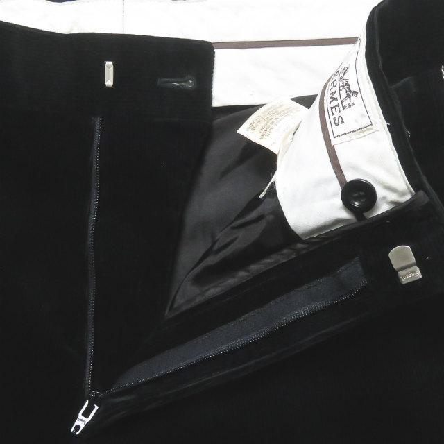 エルメス HERMES イタリア製 レザーパイピング コーデュロイパンツ 09523.002 42 ブラック セリエボタン トラウザーズ ボトムス |  | 03