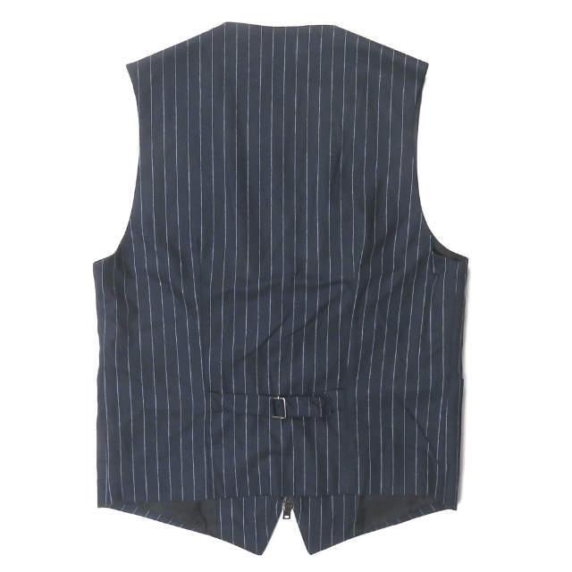 【中古】ウミットベナン UMIT BENAN イタリア製 ウールチョークストライプジップベスト UB9-505 44 ネイビー ジレ ダブルポケット トップス |  | 01