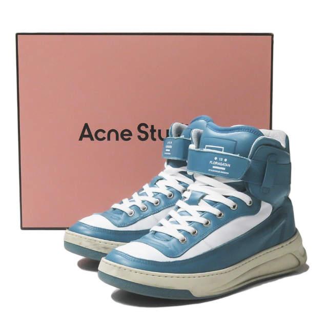 Acne Studios アクネストゥディオズ 21SS Babila Mix M レースアップハイトップスニーカー 40(25cm) Turquoise フェイス ハイカット mm9648 | 