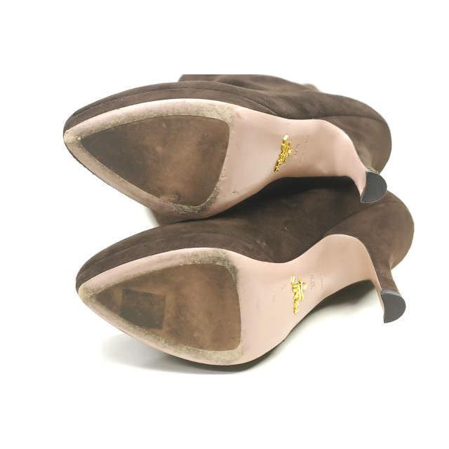 PRADA プラダ イタリア製 スエードショートブーツ 1U718B 37 1/2(24.5cm) ダークブラウン ギャザー ヒール シューズ rr165 |  | 09