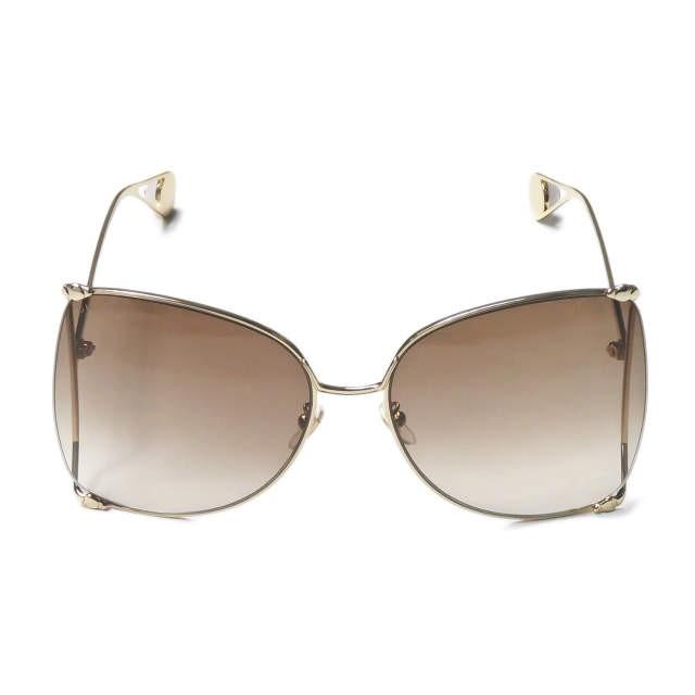 グッチ GUCCI イタリア製 バタフライサングラス GG0252S ゴールド/ブラウン 63□18-135 メタルフレーム セミリムレス 眼鏡 メガネ ユニセックス |  | 01