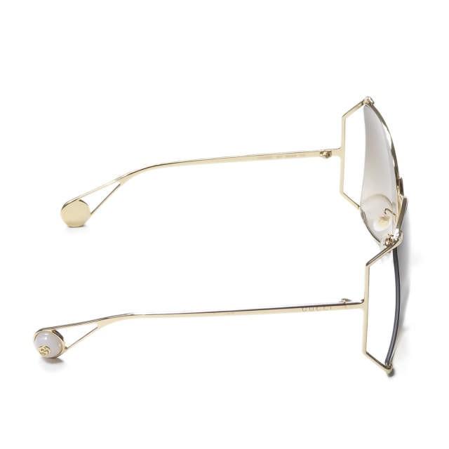 グッチ GUCCI イタリア製 バタフライサングラス GG0252S ゴールド/ブラウン 63□18-135 メタルフレーム セミリムレス 眼鏡 メガネ ユニセックス |  | 03
