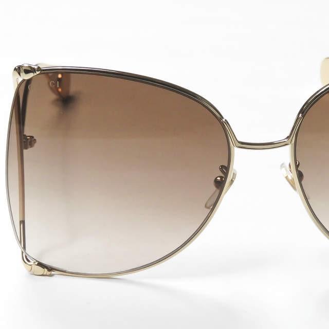 グッチ GUCCI イタリア製 バタフライサングラス GG0252S ゴールド/ブラウン 63□18-135 メタルフレーム セミリムレス 眼鏡 メガネ ユニセックス |  | 05