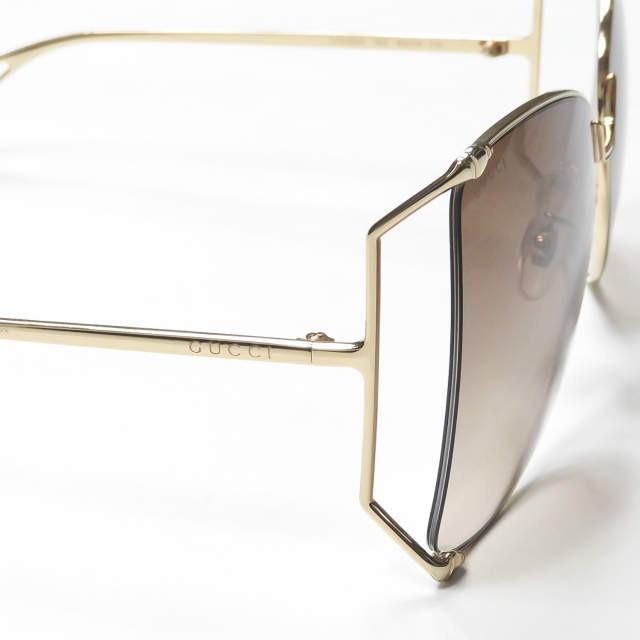 グッチ GUCCI イタリア製 バタフライサングラス GG0252S ゴールド/ブラウン 63□18-135 メタルフレーム セミリムレス 眼鏡 メガネ ユニセックス |  | 07