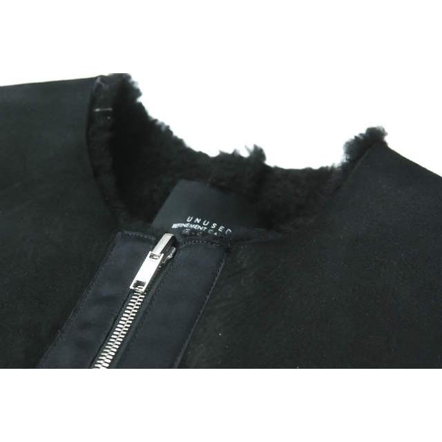 UNUSED アンユーズド 日本製 Mouton Vest ムートンベスト US1302 2 ブラック ジレ ボア ノーカラー シープレザー アウター |  | 03