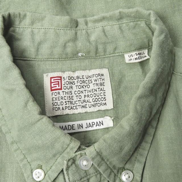 S/DOUBLE エスダブル 日本製 リネンロングスリーブBDシャツ 1150304 US/S JP/M グリーン 長袖 ボタンダウン トップス |  | 02