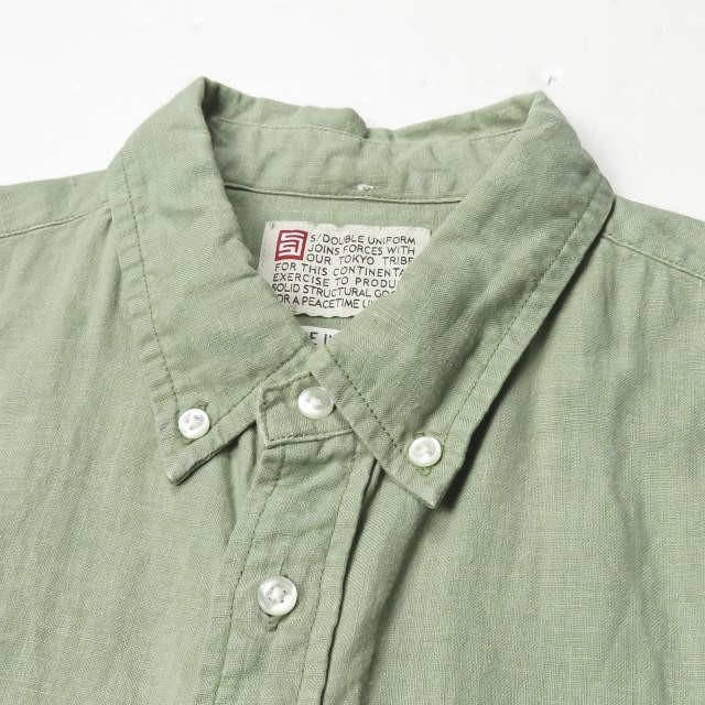 S/DOUBLE エスダブル 日本製 リネンロングスリーブBDシャツ 1150304 US/S JP/M グリーン 長袖 ボタンダウン トップス |  | 03