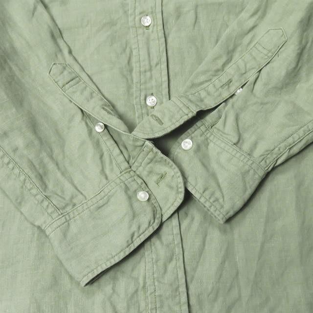 S/DOUBLE エスダブル 日本製 リネンロングスリーブBDシャツ 1150304 US/S JP/M グリーン 長袖 ボタンダウン トップス |  | 06