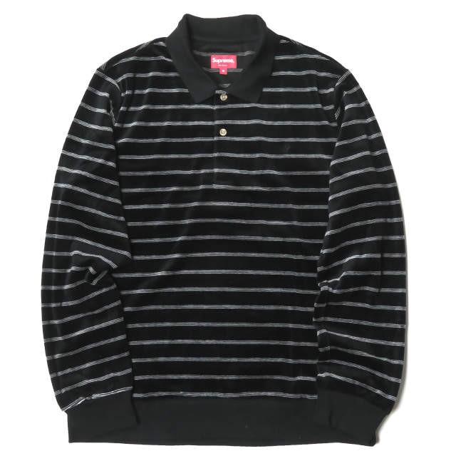 シュプリーム Supreme 16AW Striped Velour L/S Polo ストライプベロア 