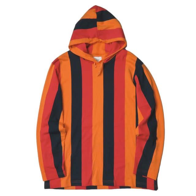 ヌーングーンズ NOON GOONS 19AW Typeo Stripe Hoodie ストライプフーディー M オレンジ/レッド/ネイビー ...