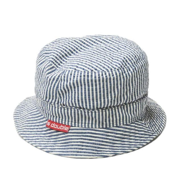 エスダブル S/DOUBLE 日本製 シアサッカーストライプバケットハット 1150901 M ネイビー/ホワイト STUSSY ステューシー 帽子 | 