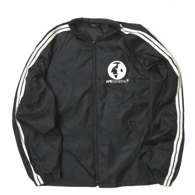 ア ベイシング エイプ A BATHING APE 日本製 ロゴプリントナイロンジップアップジャケット M ブラック BAPE GENERAL ライン 初期 アウター | 