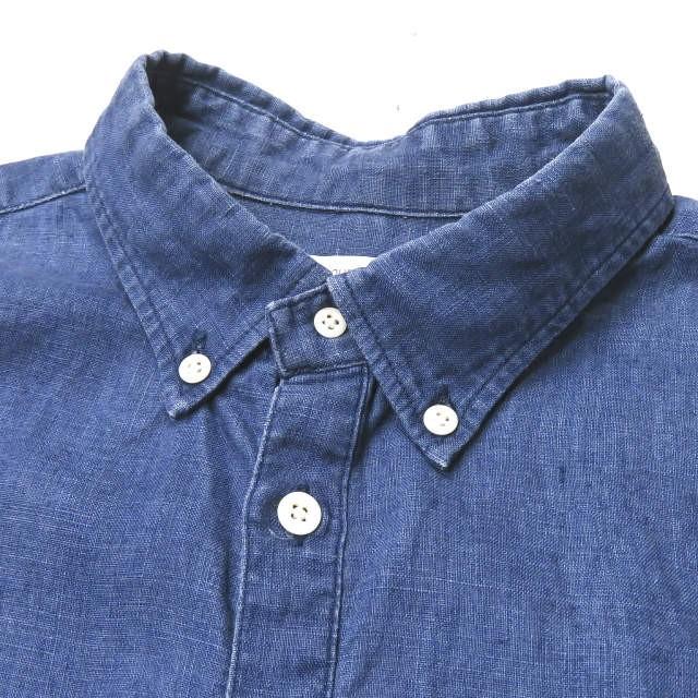エスダブル S/DOUBLE リネンショートスリーブBDプルオーバーシャツ 1140312 US/S JP/M ネイビー 半袖 ボタンダウン STUSSY トップス |  | 04
